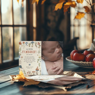 Cartão De Agradecimento Chá de fraldas de Cogumelo com Aquarela