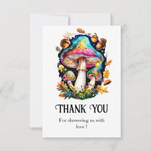 Cartão De Agradecimento Chá de fraldas de Cogumelo Florestal Encantado