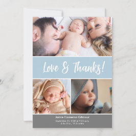 Cartão De Agradecimento Chá de fraldas de Colagem de Fotos de Obrigados e