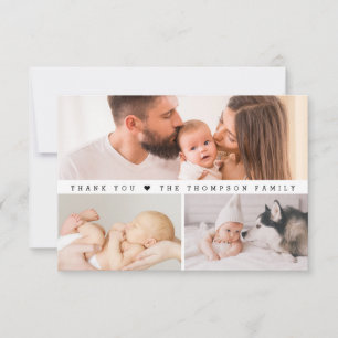 Cartão De Agradecimento Chá de fraldas de Colagem de Fotos Personalizado S