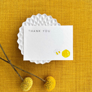 Cartão De Agradecimento Chá de fraldas de Colmeia de Abelha Amarelo