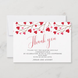 Cartão De Agradecimento Chá de fraldas de Corações Vermelhos Modernos