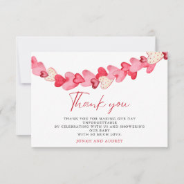 Cartão De Agradecimento Chá de fraldas de Corações Vermelhos Modernos