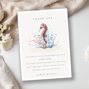 Cartão De Agradecimento Chá de fraldas de coral de algas marinhas submarin