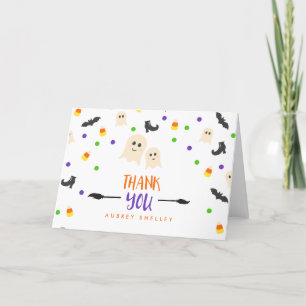 Cartão De Agradecimento Chá de fraldas de Dia das Bruxas