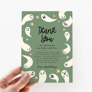 Cartão De Agradecimento Chá de fraldas de Dia das Bruxas Verde