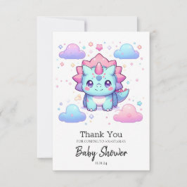 Cartão De Agradecimento Chá de fraldas de Dinossauro Adorável Encantado