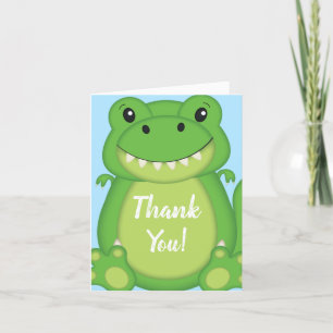 Cartão De Agradecimento Chá de fraldas de dinossauro T-Rex