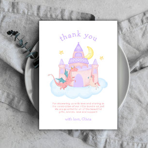 Cartão De Agradecimento Chá de fraldas de Dragão de Fairytale Pastel Cute