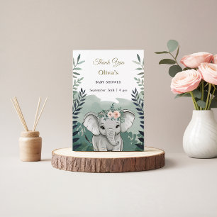 Cartão De Agradecimento Chá de fraldas de Elefante Safari Wild One