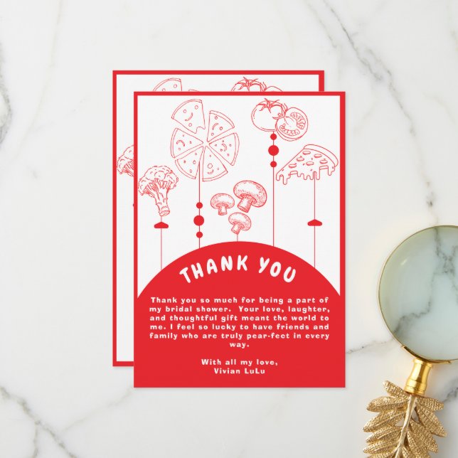 Cartão De Agradecimento Chá de fraldas de entrega especial de pizza (Frente/Verso In Situ)