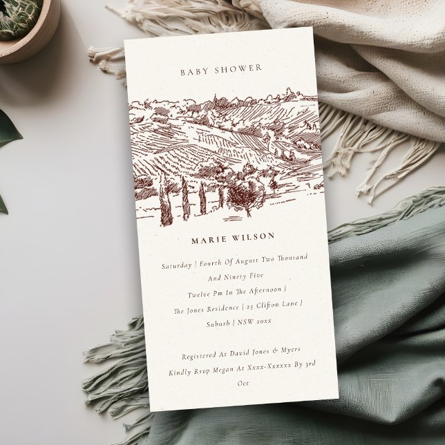 Cartão De Agradecimento Chá de fraldas de esboço de montanha da Rust Winer (Criador carregado)