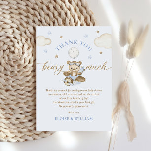 Cartão De Agradecimento Chá de fraldas de Espera do Garoto do Balão do Urs