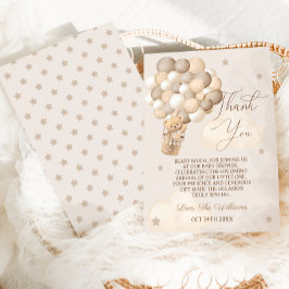 Cartão De Agradecimento Chá de fraldas de Espera dos Balões do Urso Castan