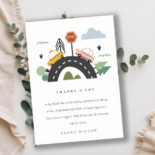 Cartão De Agradecimento Chá de fraldas de Estradas de Veículos Urbanos de