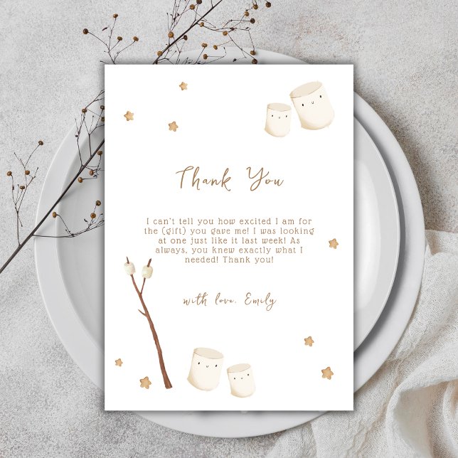 Cartão De Agradecimento Chá de fraldas De Estrelas Mais Divertidas De Boho (Minimalist Boho S'more Fun Stars Baby Shower Thank You Card)