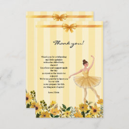 Cartão De Agradecimento Chá de fraldas de Fita Amarelo Floral Cuja Fita é