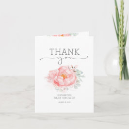 Cartão De Agradecimento Chá de fraldas De Flor Cor-De-Rosa Suave Obrigado