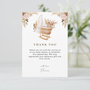 Cartão De Agradecimento Chá de fraldas de Flor de Cores Aquáticas Branco