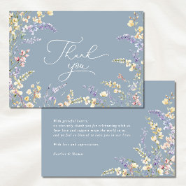 Cartão De Agradecimento Chá de fraldas de flor selvagem azul empoeirado