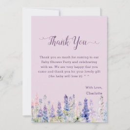 Cartão De Agradecimento Chá de fraldas de Flores Lupinas Coloridas por Aqu