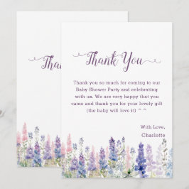 Cartão De Agradecimento Chá de fraldas de Flores Lupinas Coloridas por Aqu