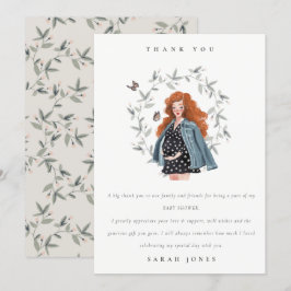 Cartão De Agradecimento Chá de fraldas de Folhagem para Mulheres Esperante