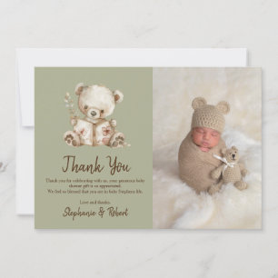 Cartão De Agradecimento Chá de fraldas de Foto do Green Storybook Bear Obr