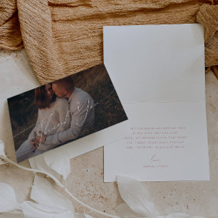 Cartão De Agradecimento Chá de fraldas de Fotografia Dobrada de Fonte Rosa