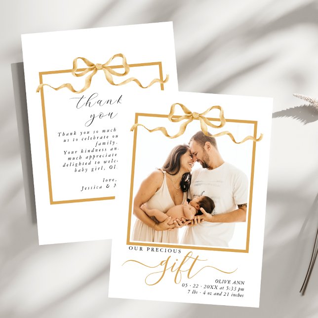 Cartão De Agradecimento Chá de fraldas de Fotografias Elegante para Oferta (Criador carregado)