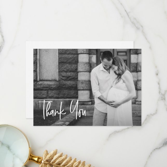 Cartão De Agradecimento Chá de fraldas de Fotografias Personalizadas de Ha (Frente/Verso In Situ)