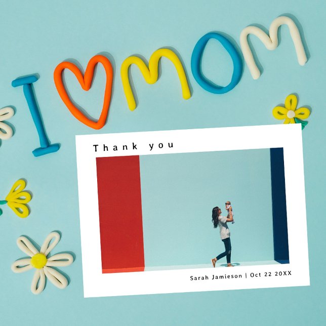 Cartão De Agradecimento Chá de fraldas de Fotografias Simples e Moderno Sl (Criador carregado)