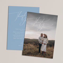 Cartão De Agradecimento Chá de fraldas de Fotografias Verticais Azul Dusty