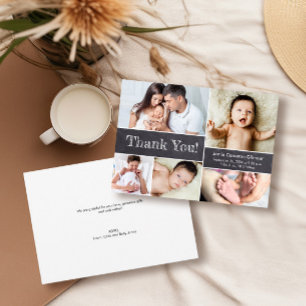 Cartão De Agradecimento Chá de fraldas de fotos modernas do Chalkboard Ob