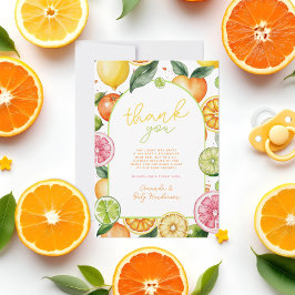 Cartão De Agradecimento Chá de fraldas de Fruta de Citrus Watercolor