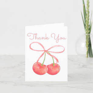 Cartão De Agradecimento Chá de fraldas de Garota-d'Água de Cereja e Fita-R