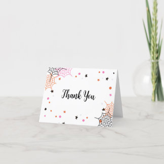 Cartão De Agradecimento Chá de fraldas de Garota do Boo Halloween