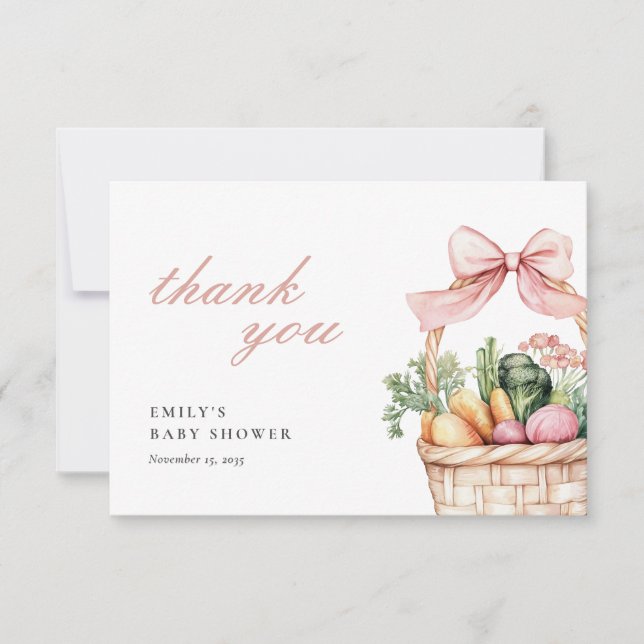 Cartão De Agradecimento Chá de fraldas De Garotas De Mercado De Agricultor (Frente)