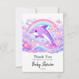 Cartão De Agradecimento Chá de fraldas de golfinho mágico moderno