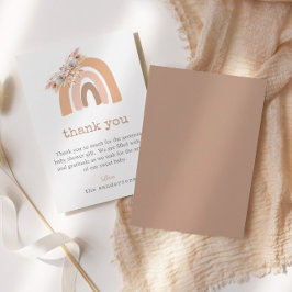 Cartão De Agradecimento Chá de fraldas de Grass Boho Rainbow Pink Pampas