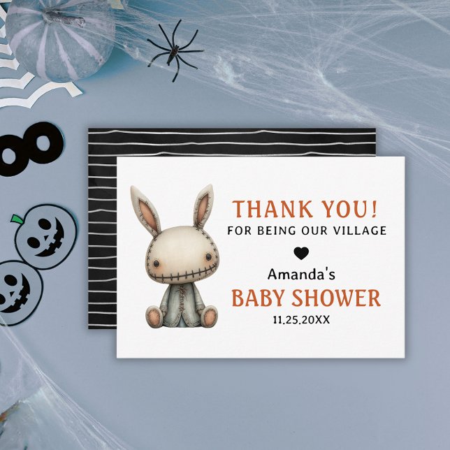 Cartão De Agradecimento Chá de fraldas de Halloween da Aldeia Assombrada (Haunted Village Halloween Baby Shower Thank You Card)
