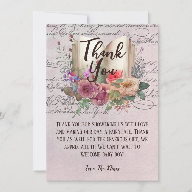 Cartão De Agradecimento Chá de fraldas de História de Fairytale Whimsical (Frente)