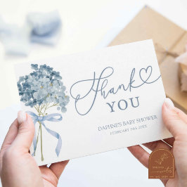 Cartão De Agradecimento Chá de fraldas de Hydrangea azul Dusty