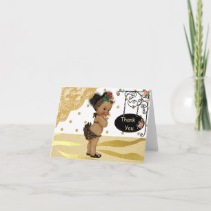 Cartão De Agradecimento Chá de fraldas de Impressão do Sparkle Zebra Doura