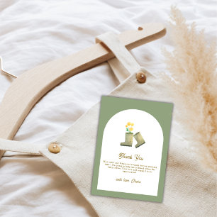 Cartão De Agradecimento Chá de fraldas de Inicializações Florais Verde Sag