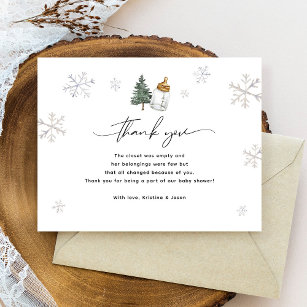 Cartão De Agradecimento Chá de fraldas de inverno da Montanha Snowflake