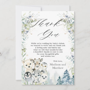 Cartão De Agradecimento Chá de fraldas de inverno de Wonderland no Ártico 