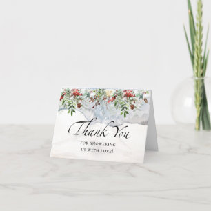 Cartão De Agradecimento Chá de fraldas de inverno. Querida, está frio lá f