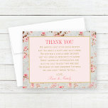 Cartão De Agradecimento Chá de fraldas de Jardim Floral Rosa Vintage<br><div class="desc">Vintage jarden party temed casamento obrigado nota que o design de cartão apresenta um lindo padrão de rosas florais que moldam a redação e as cores pastéis moles - rosa pincelado,  verde azul vintage e ouro. Personalize o texto personalizado com a mensagem do seu obrigado.</div>