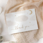 Cartão De Agradecimento Chá de fraldas de Lua de Aquarela e Estrelas<br><div class="desc">Obrigado os convidados do chá de fraldas para sua presença em seu chá de fraldas com essas placas,  com nuvens de aquarelas,  estrelas e tipografia lua e ouro. Personalize ou remova campos de texto no interior da placa com a opção 'Personalizar Mais'.</div>